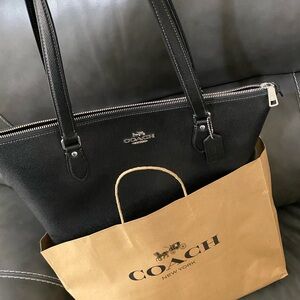 Coach Black Leather Tote New Obo